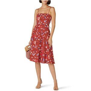 HUTCH Declan Brown Floral Crepe Sleeveless Square Neck Sun Dress Size 0